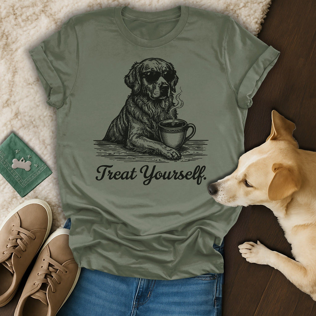 Cool Dog Sunglasses Coffee Treat Yourself product type
Golden Retriever
Dog lover
Canine design
Pet graphic
Coffee cup
Steaming mug
Sunglasses dog
Cool dog art
Treat Yourself
Slogan shirt
Animal print
Humorous dog
Dog apparel
Unique design
Gift dog owner
Casual top
Graphic tee
Pet parent
Dog coffee
Relaxed style