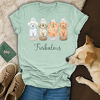 Four dogs wearing spa towels and cucumbers on their eyes, with "Furbulous" text.