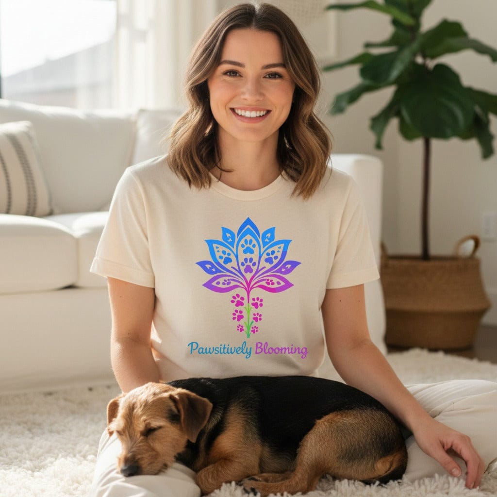 Pawsitively Blooming Floral Paw Print Design T-Shirt