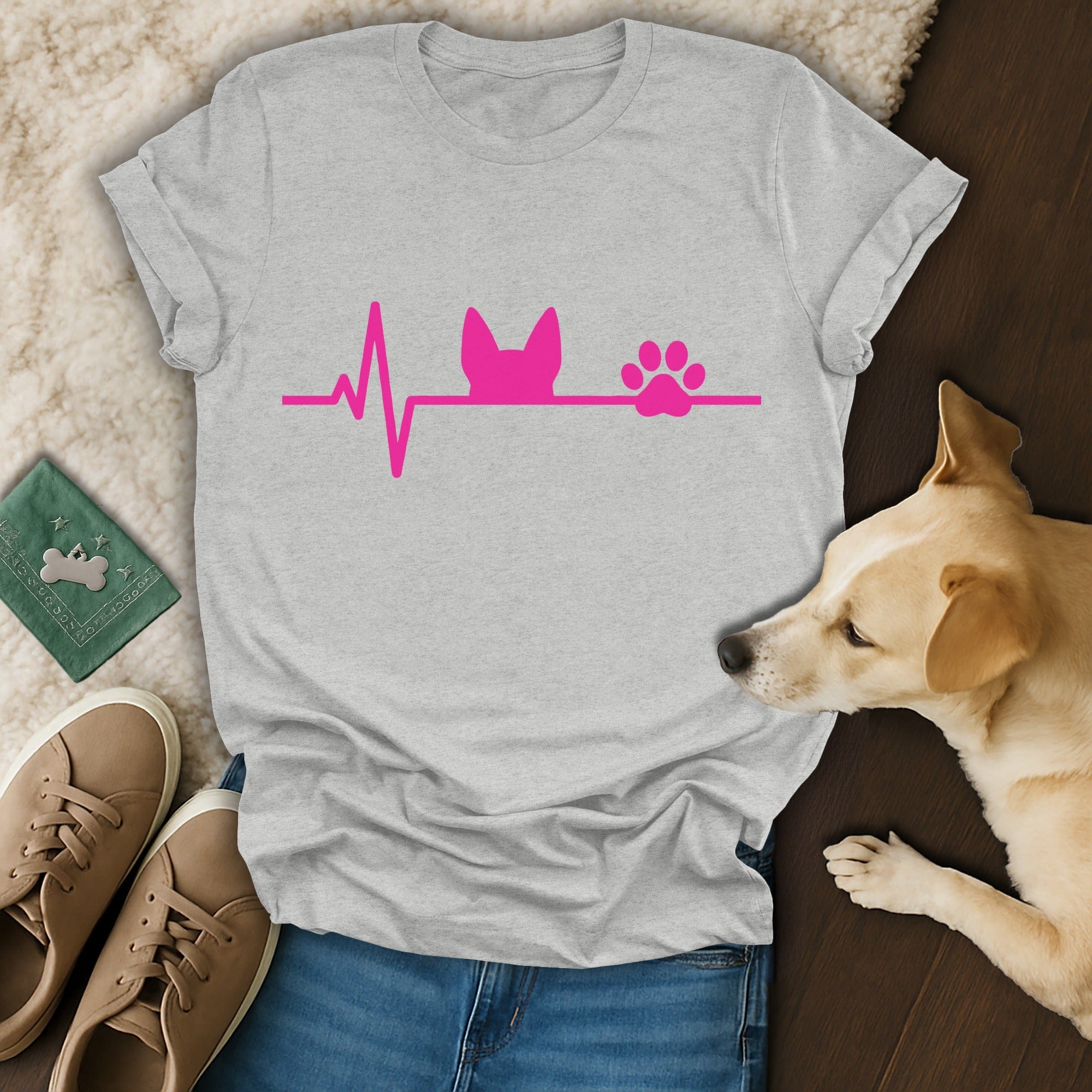 Pink Dog Heartbeat T-Shirt 🩷