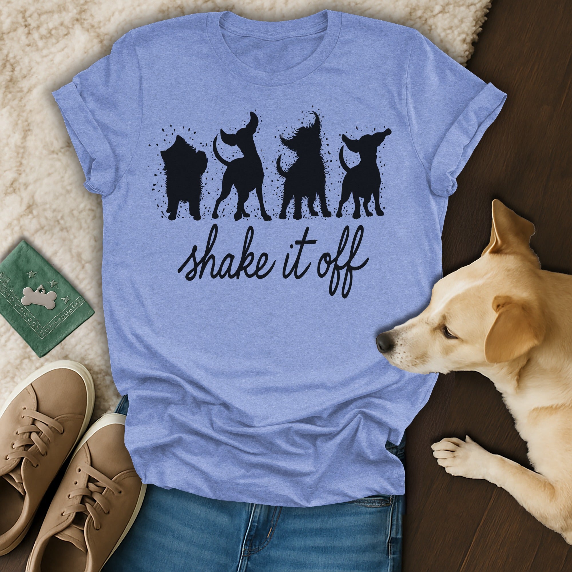Shake It Off Dog Silhouettes Graphic Tshirt Design