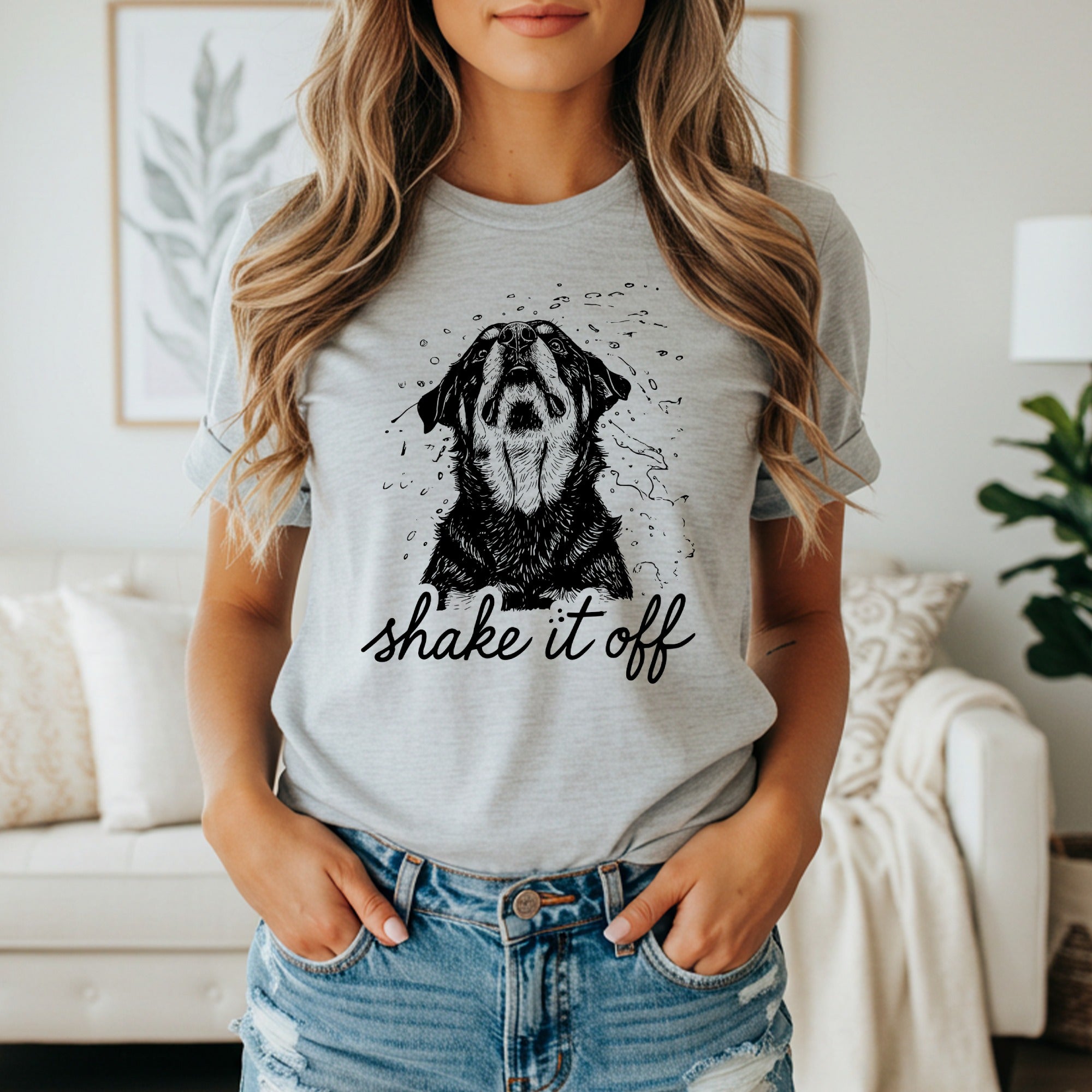 Shake It Off Dog Image Women's Graphic T-Shirt