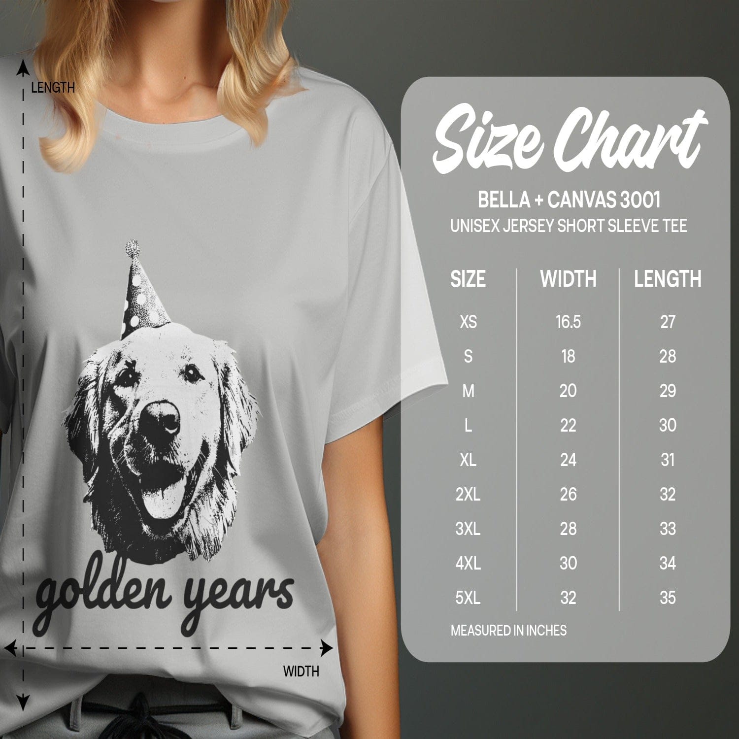 Golden Years Dog with Party Hat Unisex Short Sleeve Tee