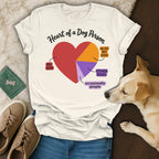 Cream t-shirt with "Heart of a Dog Person" text and a pie chart graphic.