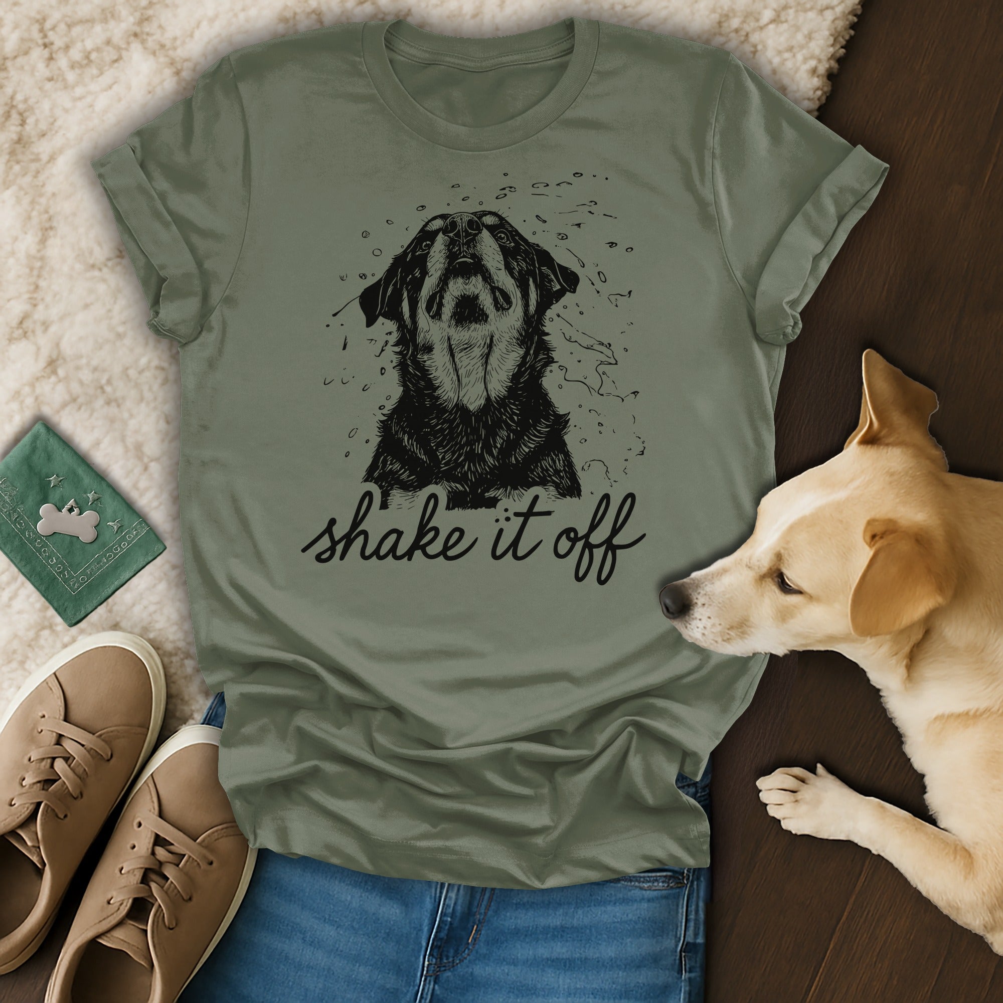 Shake It Off Graphic Tee with Dog Design