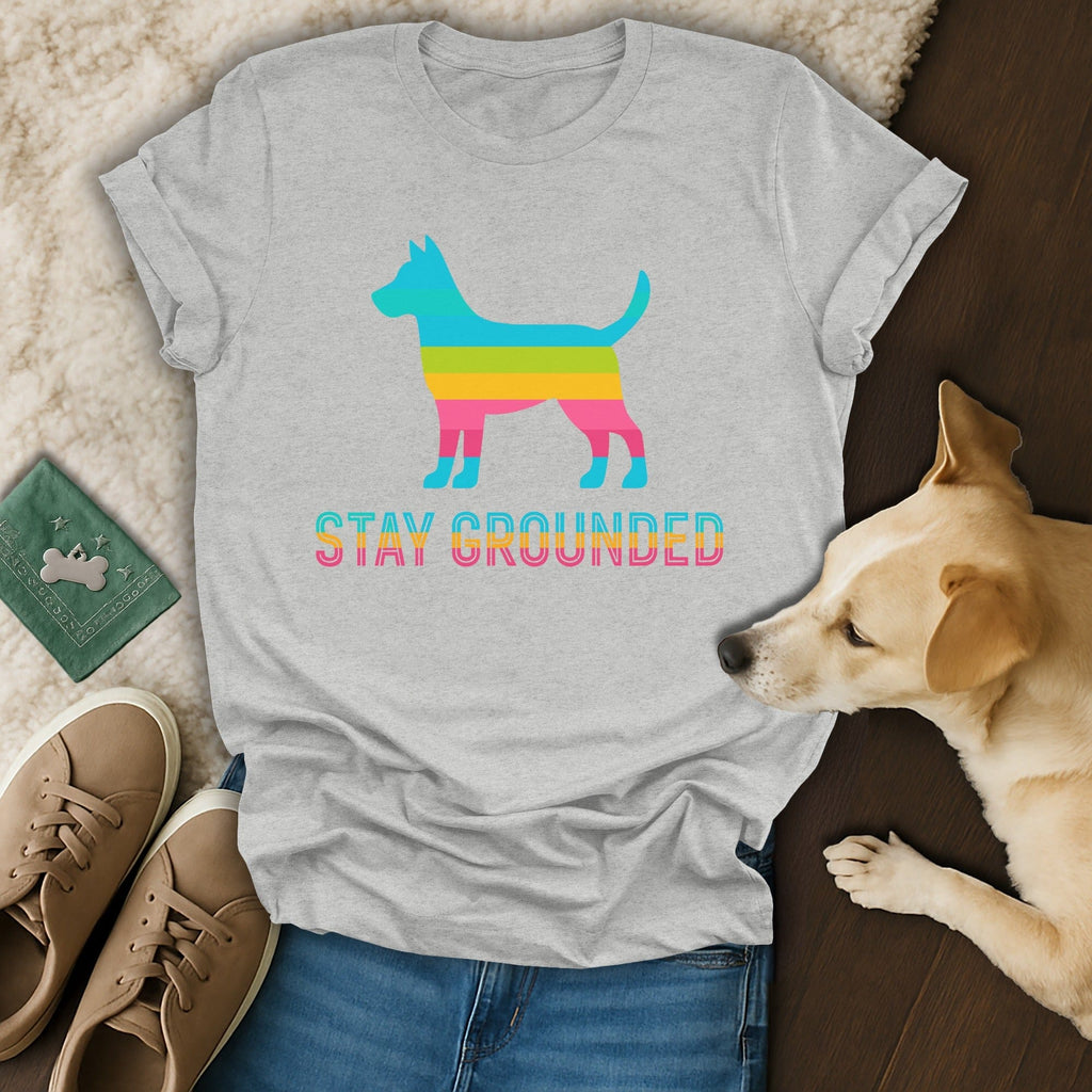 Stay Grounded Colorful Dog Design T-Shirt