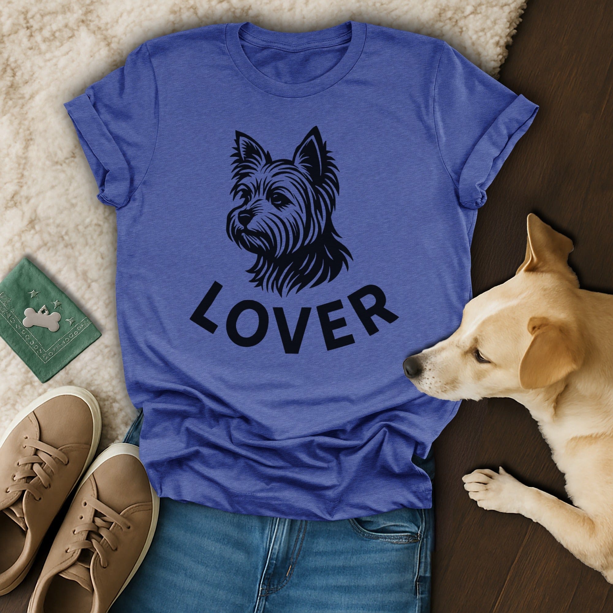 Cute Dog Lover Graphic Blue T-shirt for Pet Enthusiasts