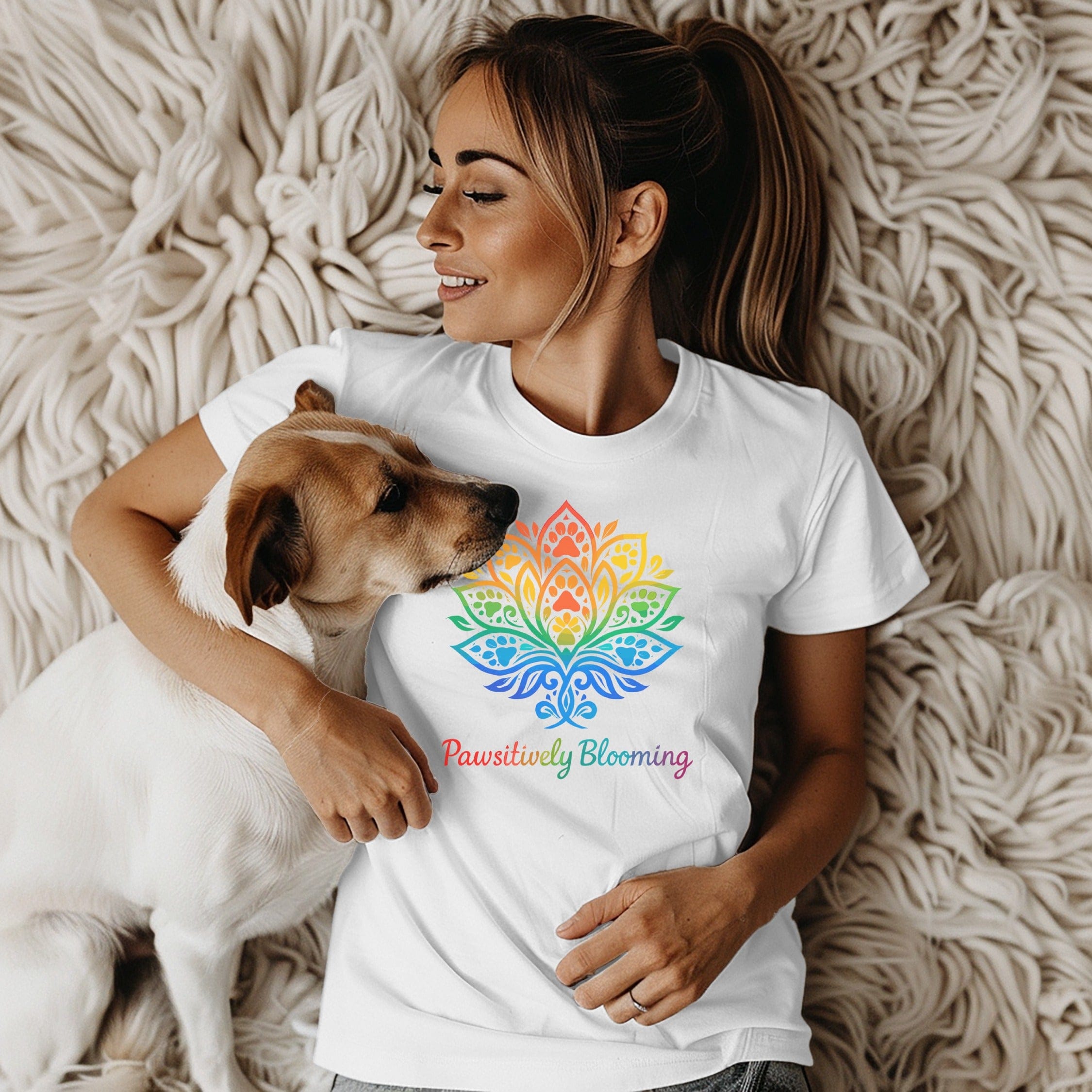 Pawsitively Blooming Rainbow Lotus T-Shirt