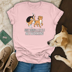 Pink t-shirt with graphic of two dogs and text "JUST DOING A LITTLE NETWORKING".