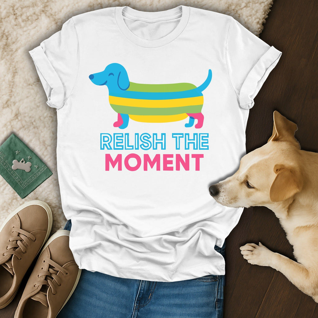 Relish The Moment Colorful Dog Graphic T-shirt