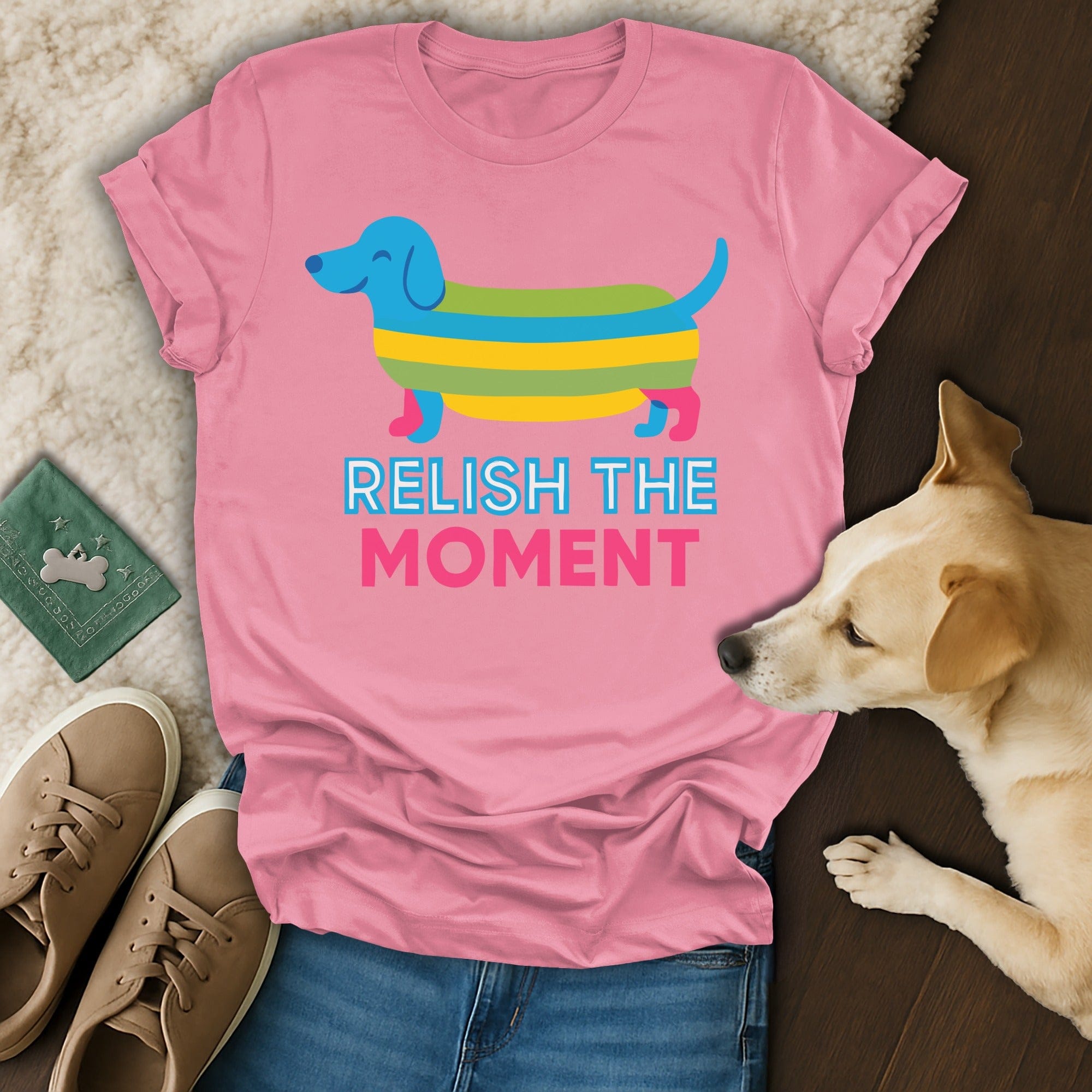 Relish The Moment Colorful Dog Print T-shirt