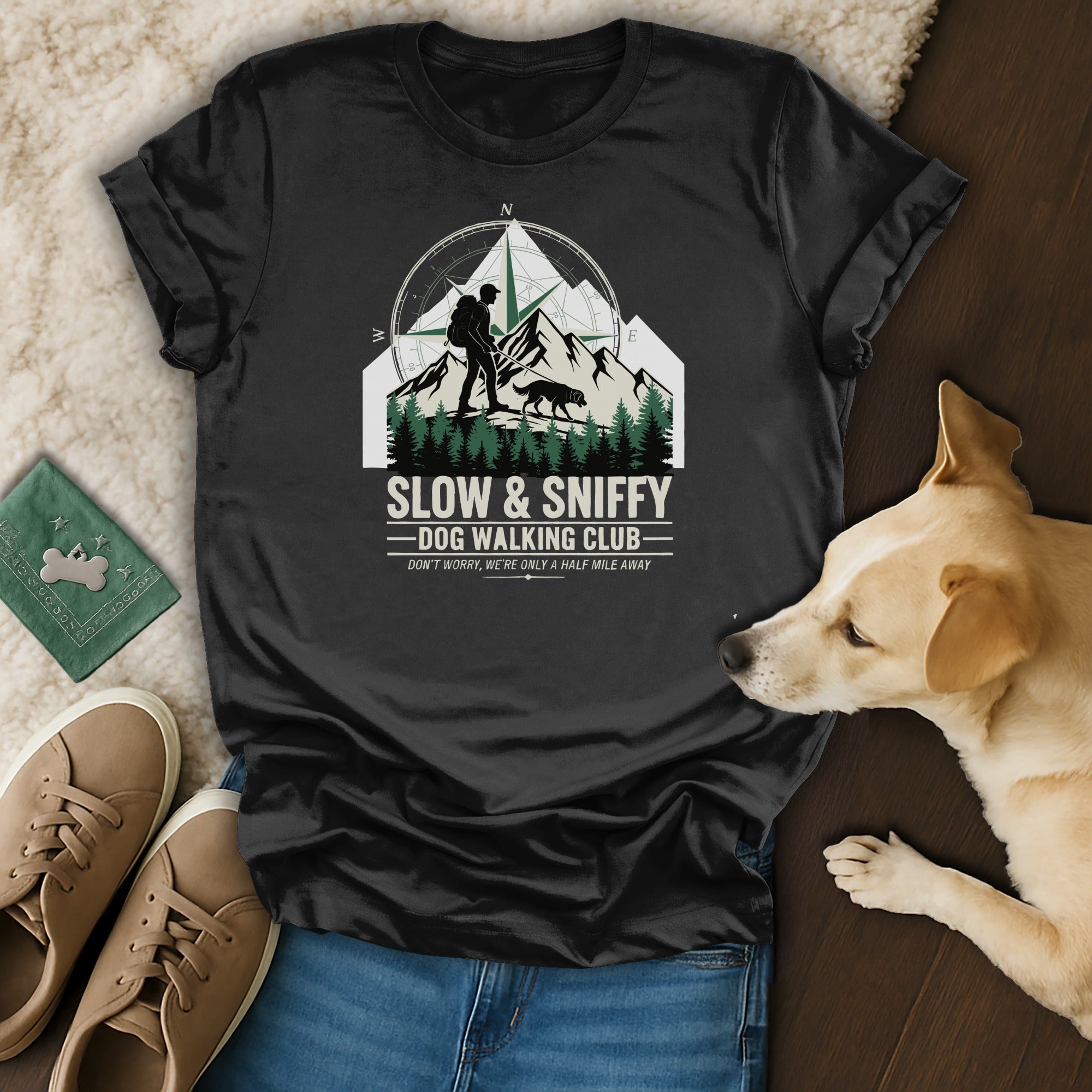 Slow & Sniffy Dog Walking Club T-shirt for Outdoors