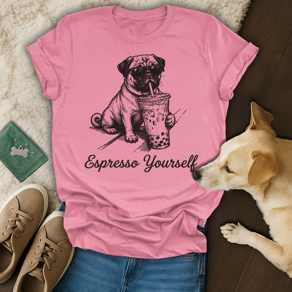Espresso Yourself Pug Bubble Tea Sunglasses Shirt product type