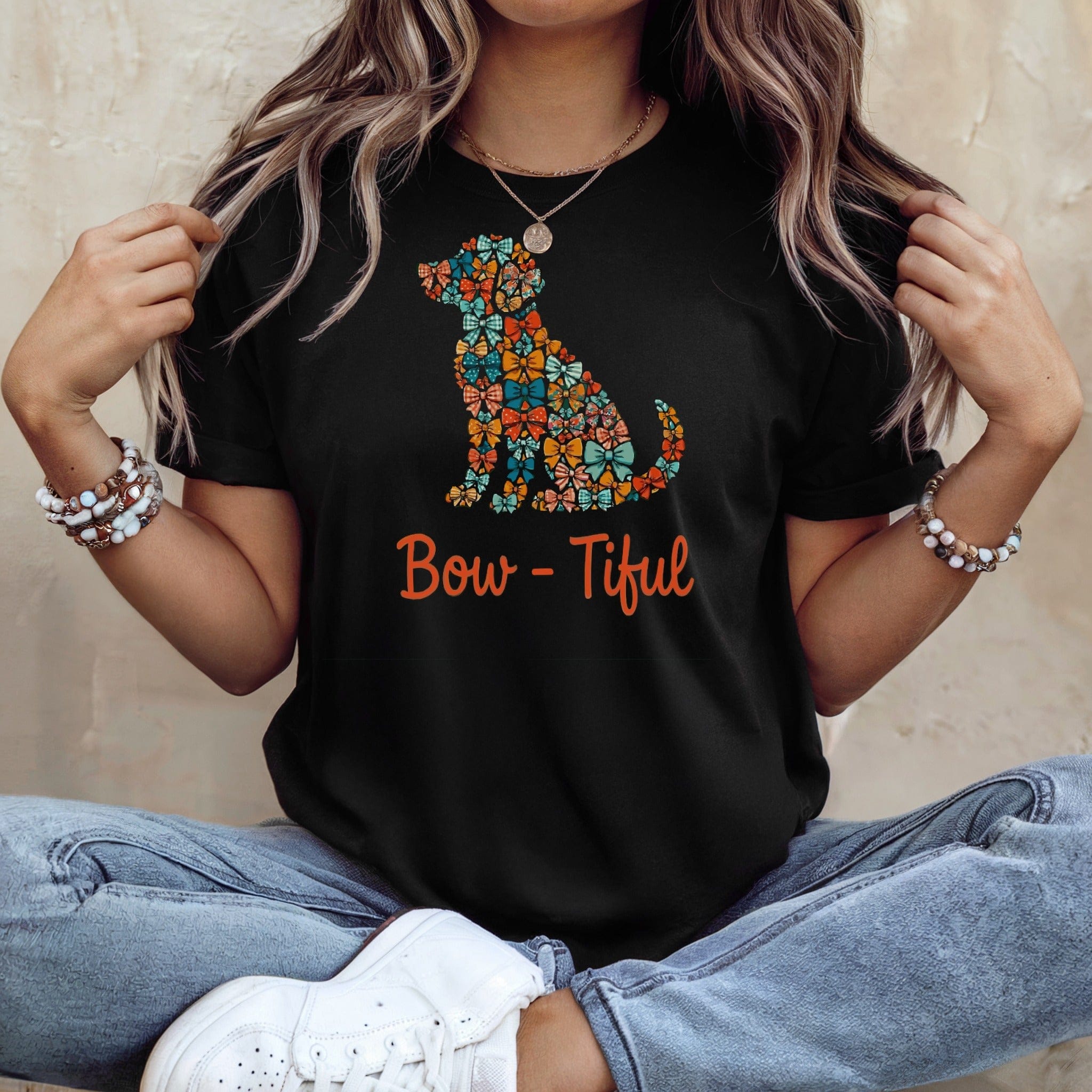 Bow-Tiful Dog Design Bows Pattern T-shirt product type