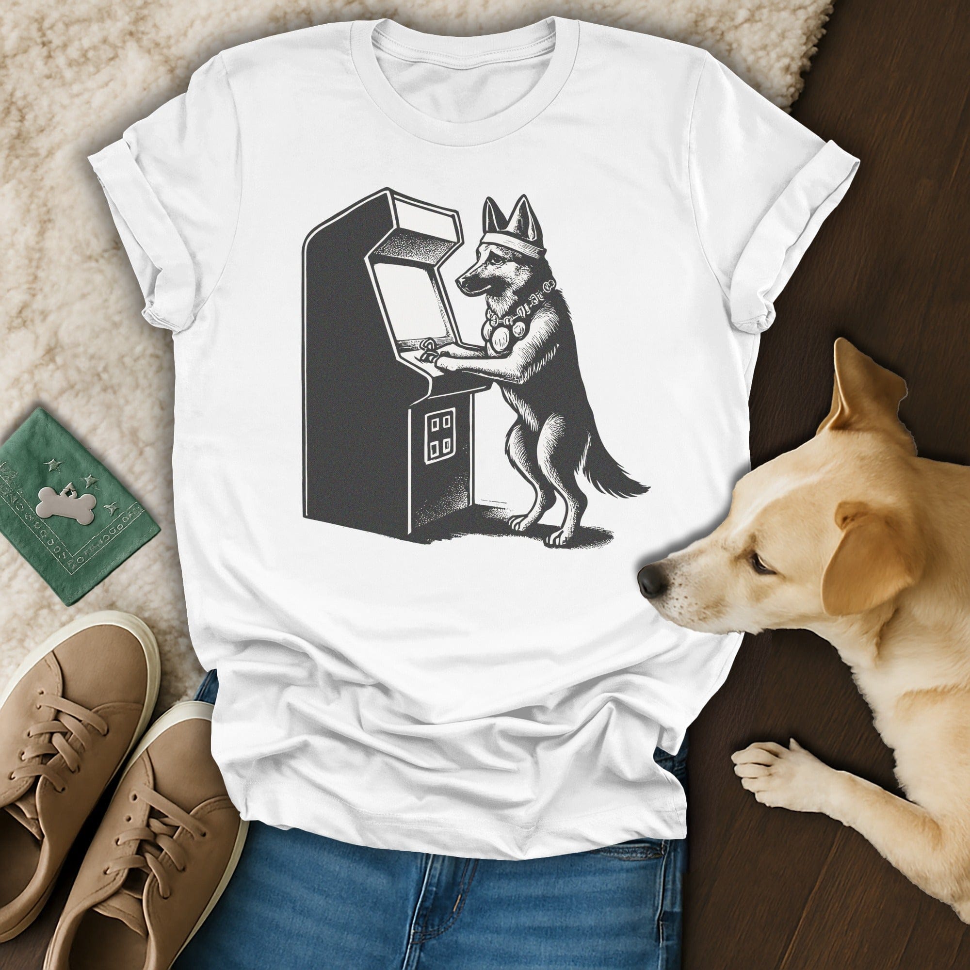 Dog Playing Arcade Machine Graphic T-shirt