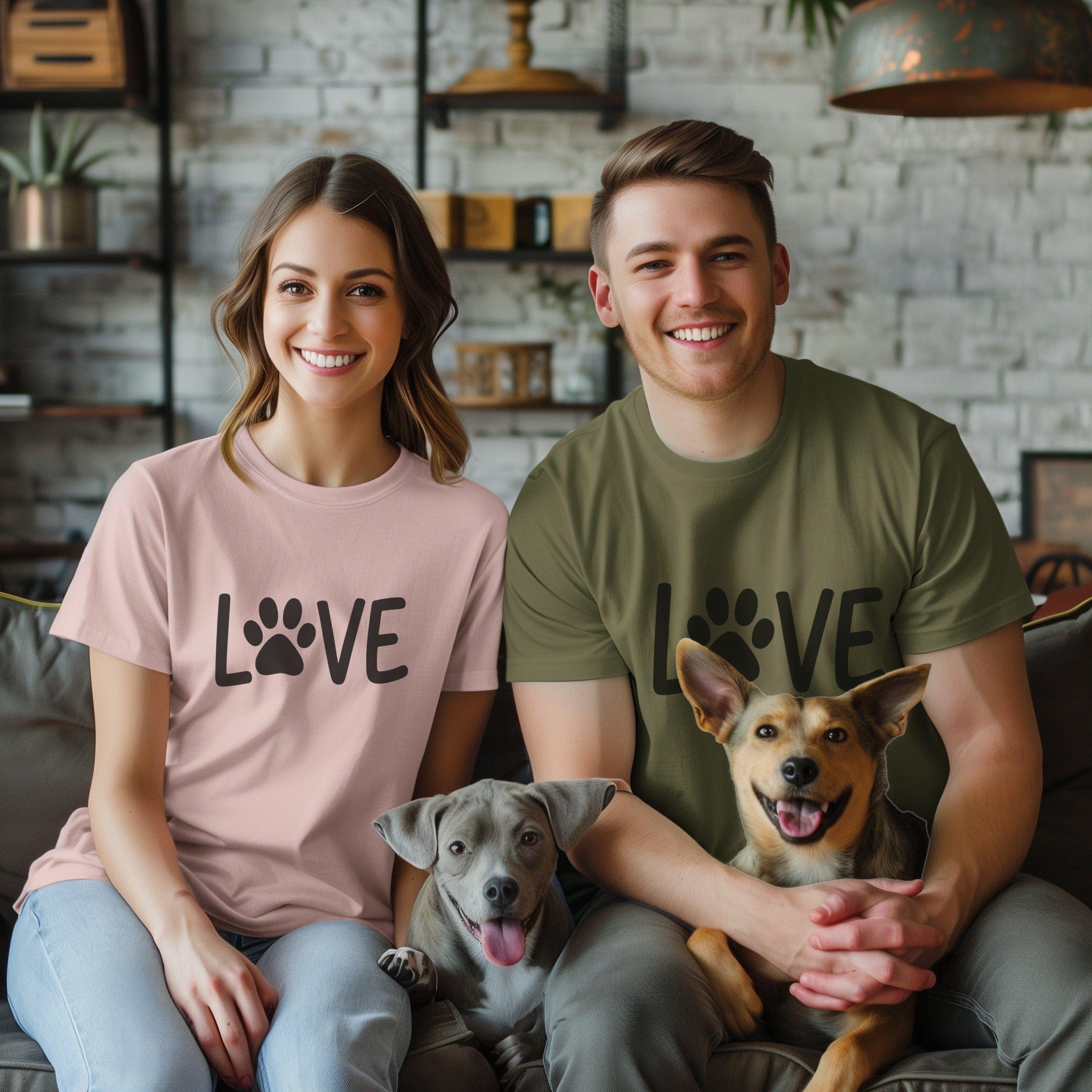 Matching Love T-Shirts with Paw Print Design