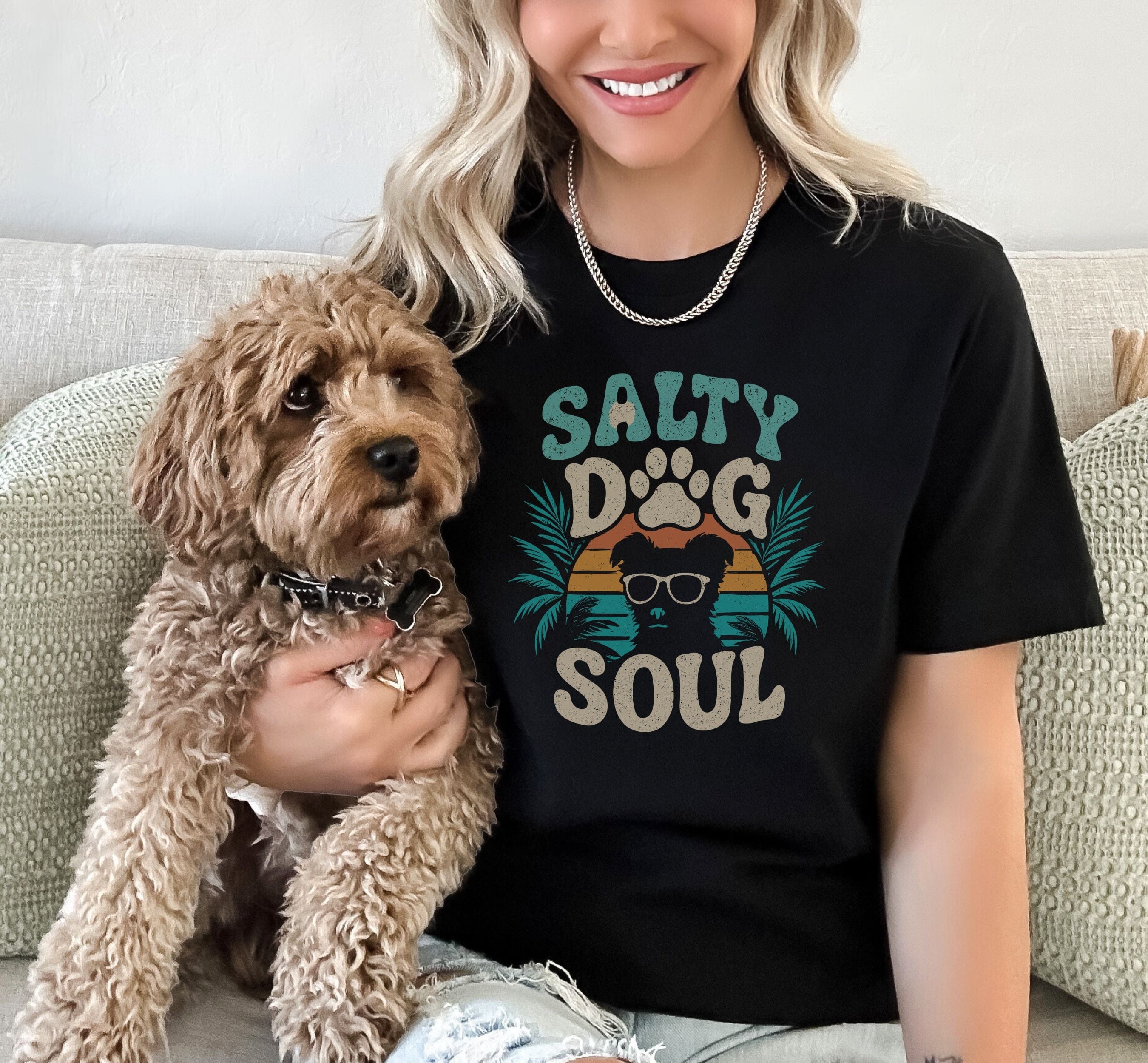 Salty Dog Soul Graphic Tee with Paw and Sunglasses