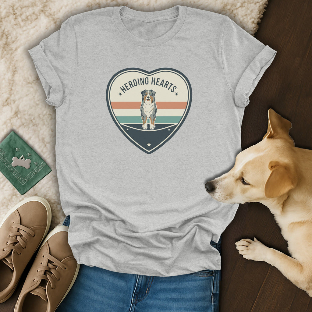 Herding Hearts Graphic Tee Casual Dog Lovers Shirt