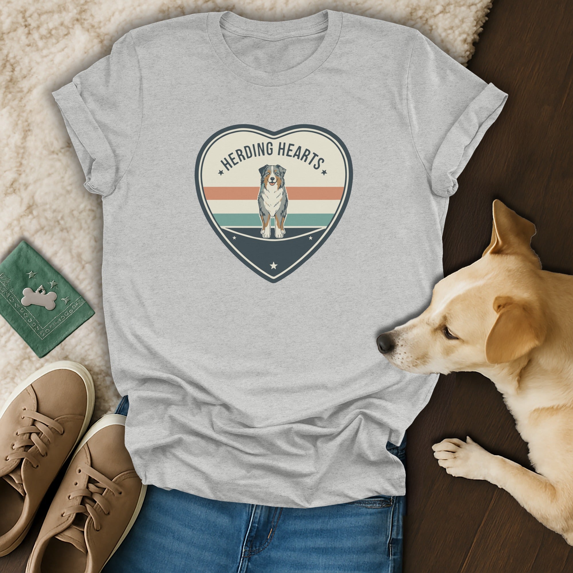 Herding Hearts Graphic Tee Casual Dog Lovers Shirt