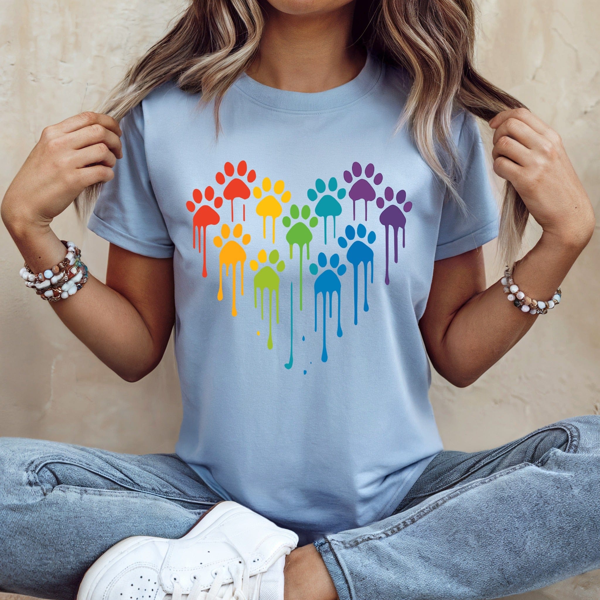 Rainbow Dripping Paws Heart Unisex Shirt Product