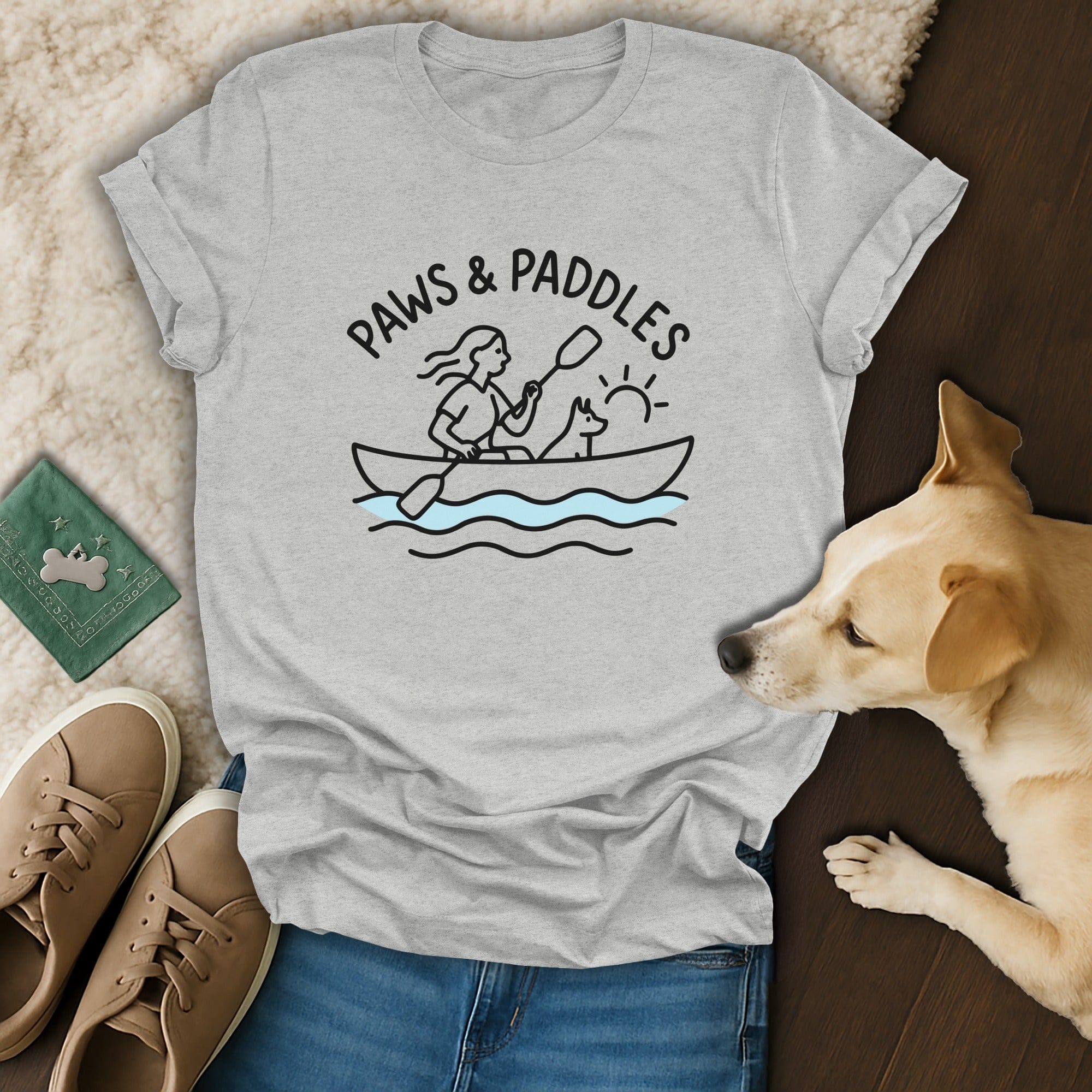Paws and Paddles Canoeing Dog Graphic T-Shirt