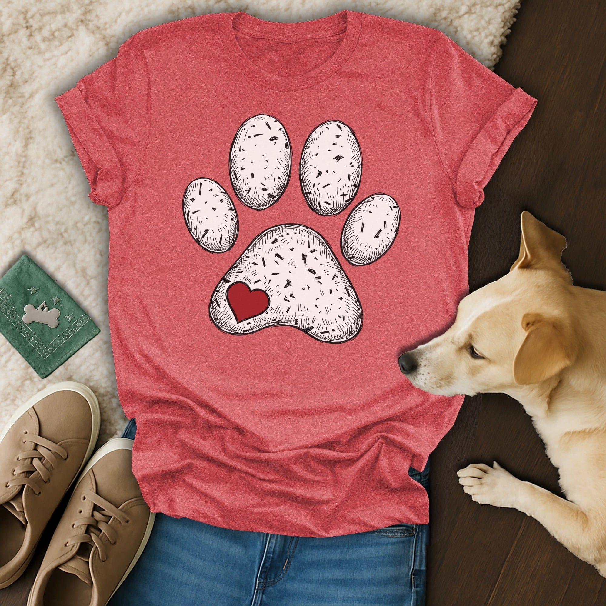 Red Paw Print Heart Adorable Design Canine Devotion product type