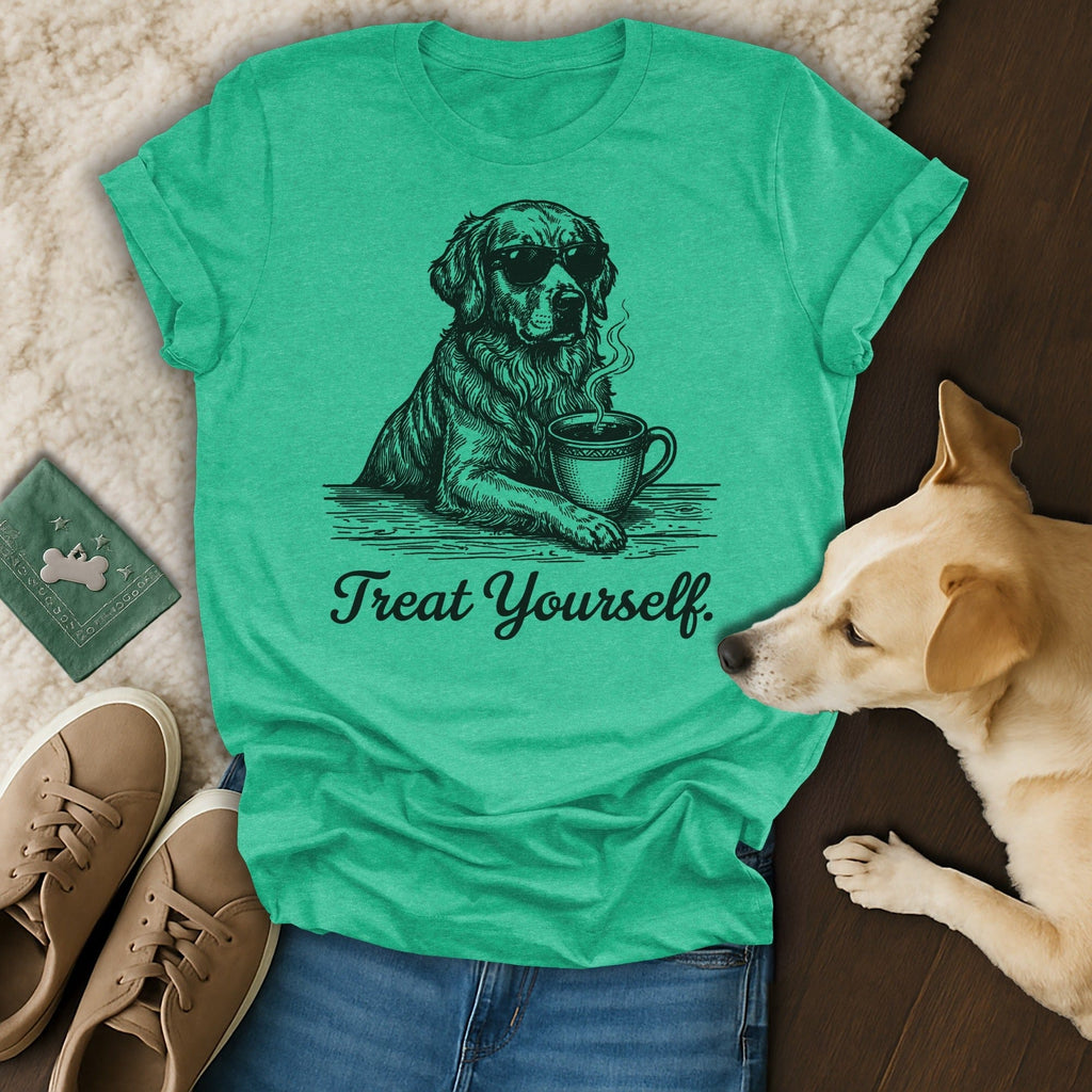 Green Golden Dog Sunglasses Coffee Treat Yourself product type