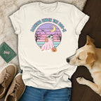 T-shirt with "Barking Under the Boo-n" text, a dog in a ghost costume, and a pumpkin.