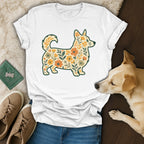 Cute Floral Corgi Dog Graphic T-Shirt for Pet Lovers