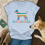 Stay Grounded Colorful Striped Dog Silhouette Shirt