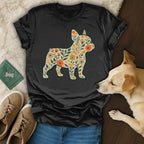 Floral French Bulldog Graphic Design T-Shirt Product