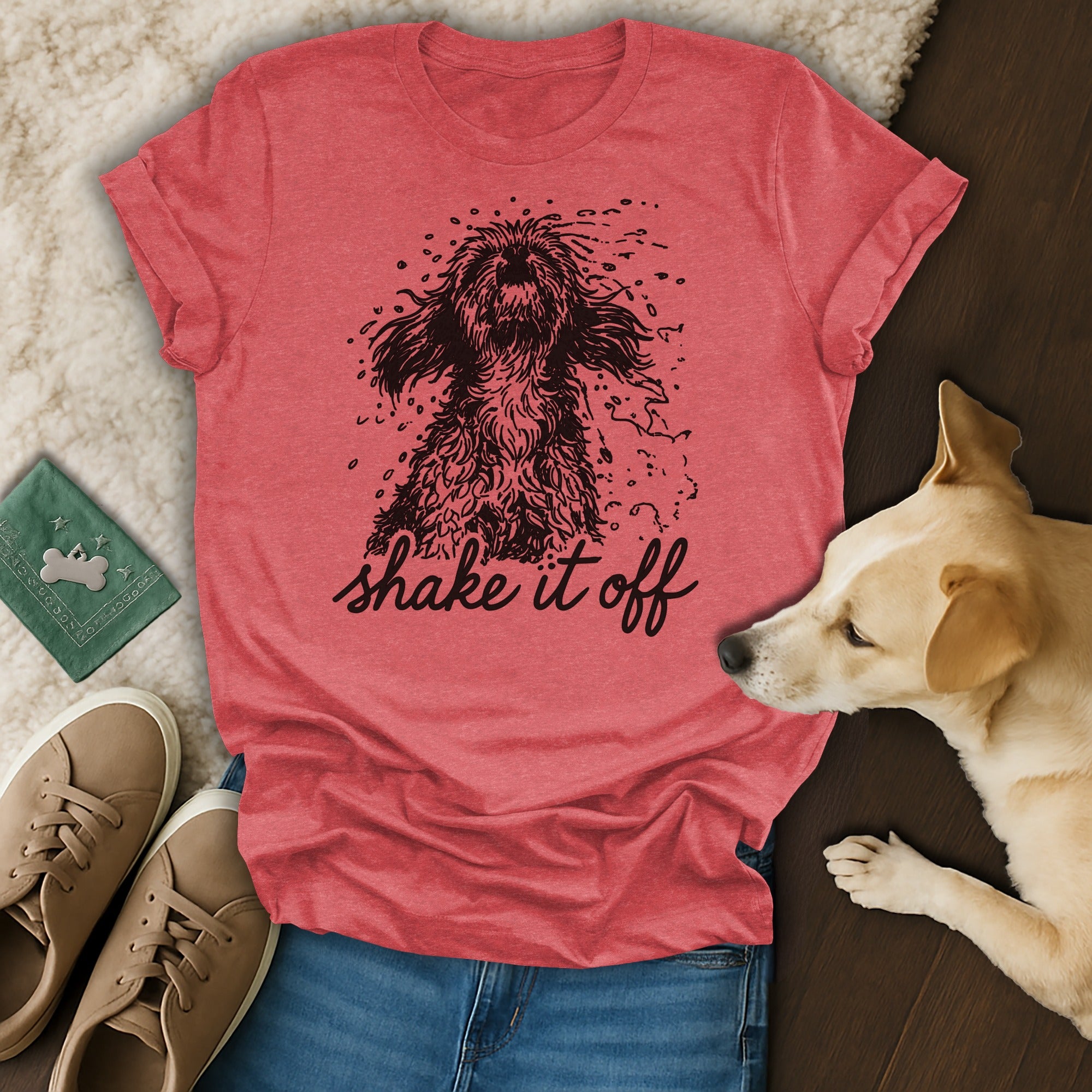 Shake It Off Dog Graphic Short Sleeve T-Shirt