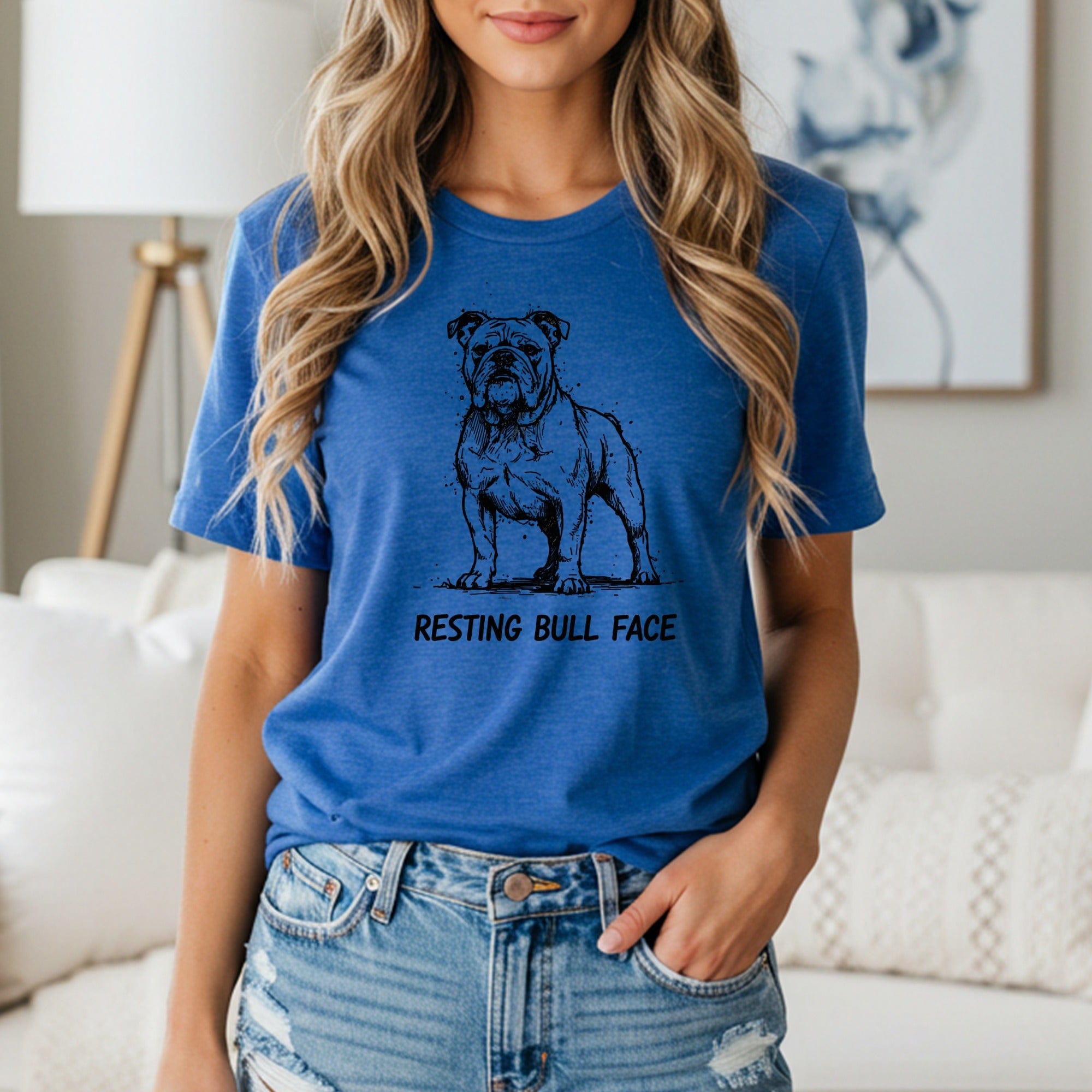 Resting Bull Face Graphic Tee Casual Shirt