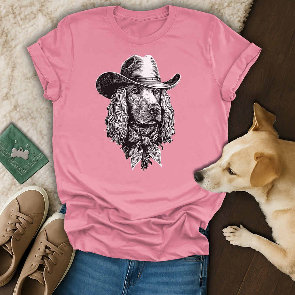 Cowboy Dog Graphic Pink T-Shirt for Pet Lovers Shirt