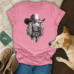 Cowboy Dog Graphic Pink T-Shirt for Pet Lovers Shirt