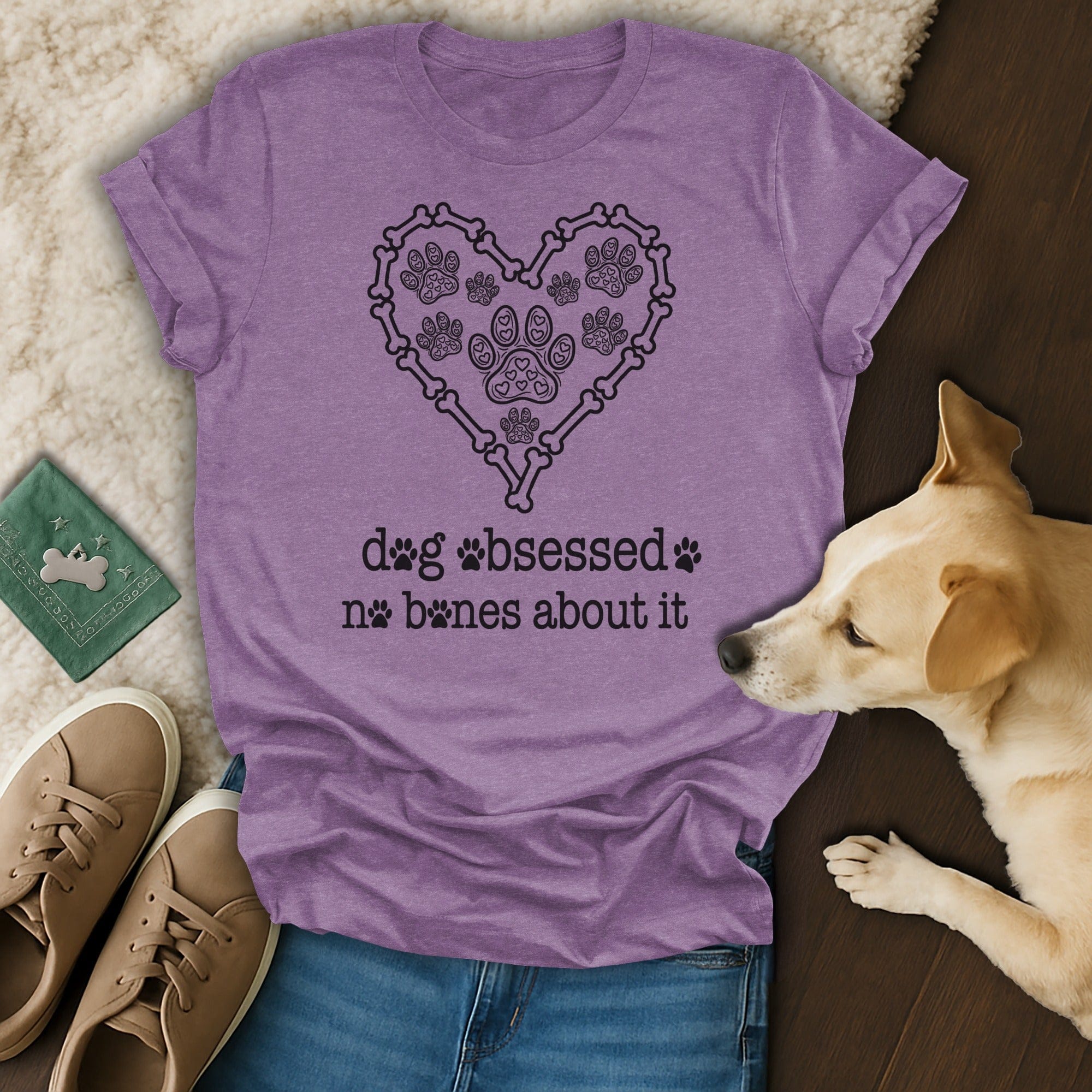 Purple Dog Obsessed No Bones About It Heart Paw Prints product type