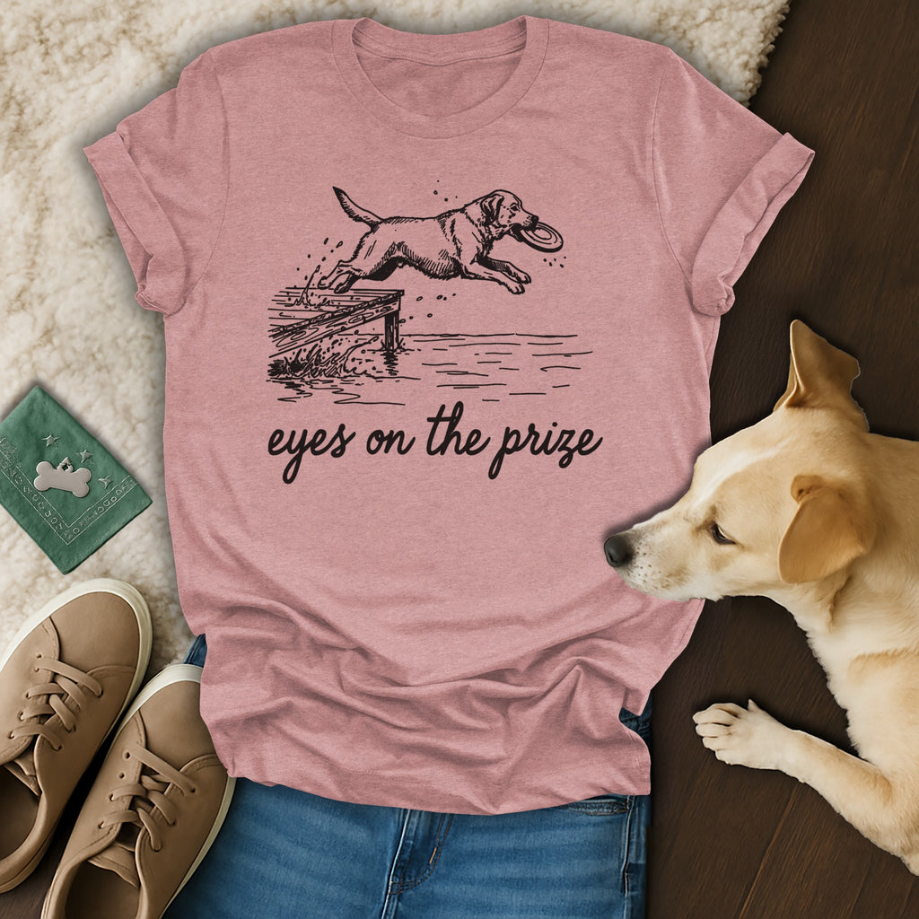 Eyes on the Prize Dog Jumping Graphic Tee Shirt