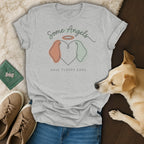 Gray t-shirt with "Some Angels Have Floppy Ears" text and dog ears graphic.