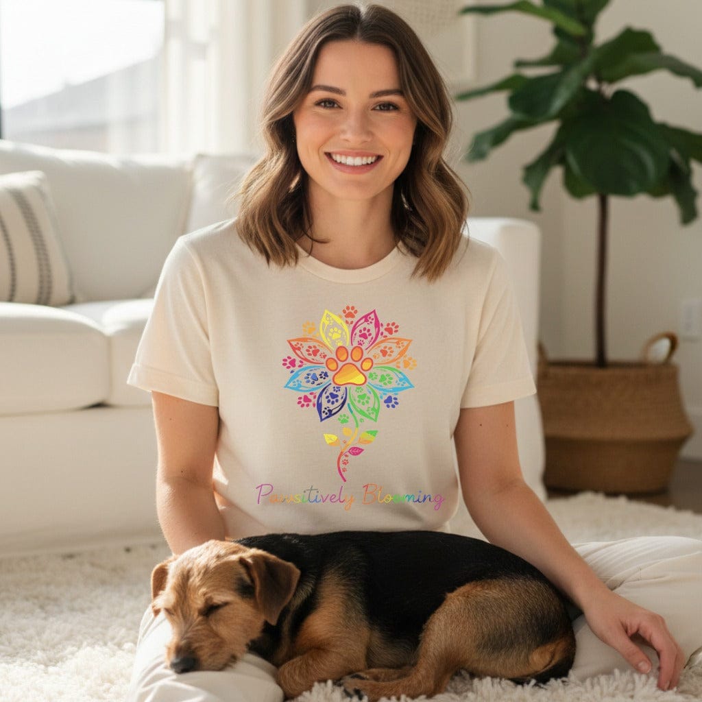 Pawsitively Blooming Colorful Paw Print Floral Shirt