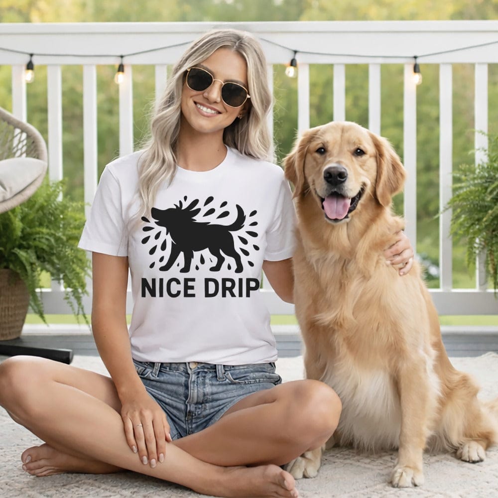 Nice Drip Dog Graphic Printed T-Shirt for Casual Wear
