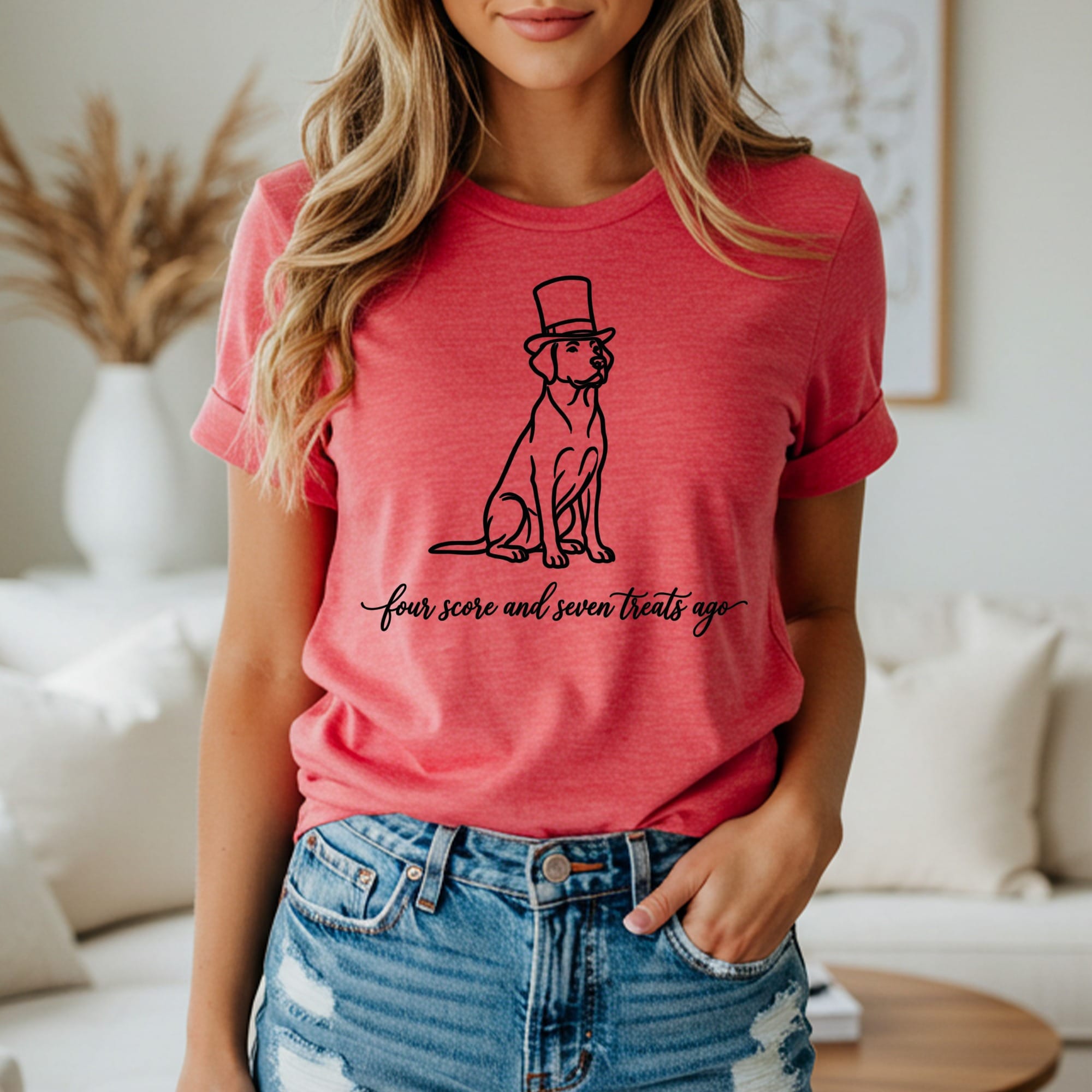Dog in top hat with text "four score and seven years ago."