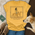 Yellow t-shirt with Egyptian-themed graphic and "We Have Been Gorgeous Since 3000 BC."