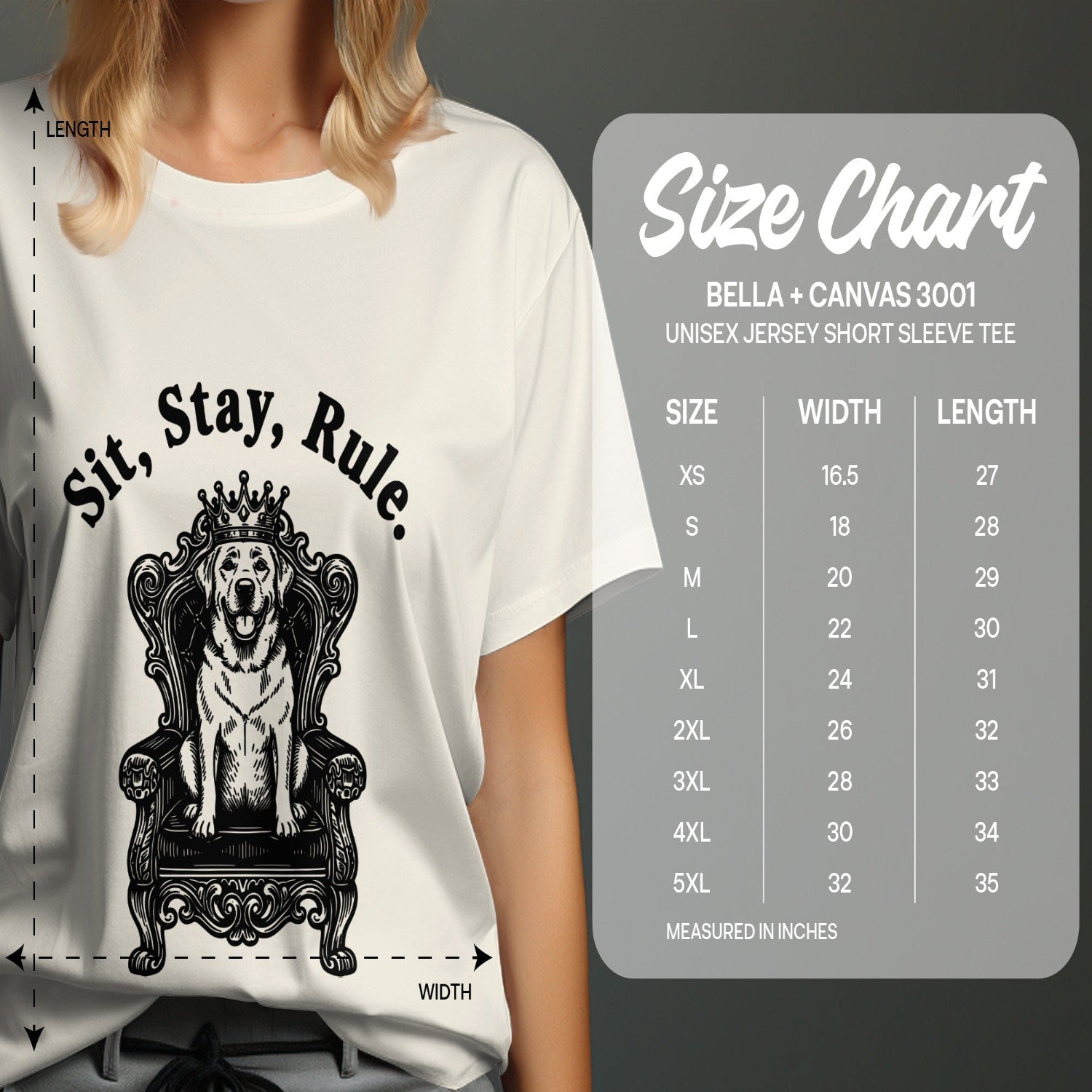 Sit Stay Rule Dog Throne Graphic Unisex Jersey Short Sleeve Tee