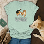 T-shirt with cartoon dogs and text "JUST DOING A LITTLE NETWORKING"