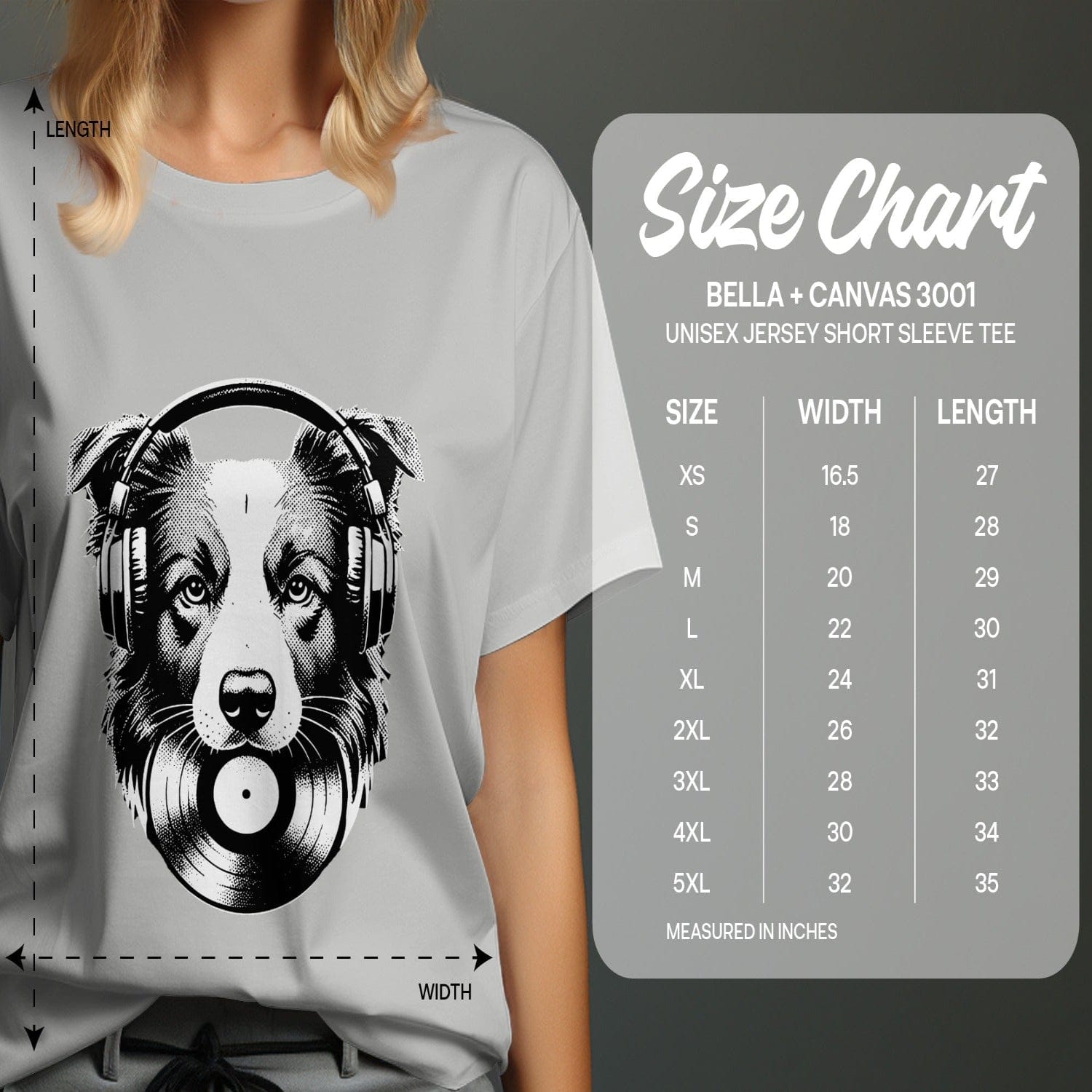 Headphones Dog Unisex Jersey Short Sleeve Tee Shirt