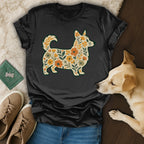 Floral Pattern Dog Graphic T-Shirt for Pet Lovers
