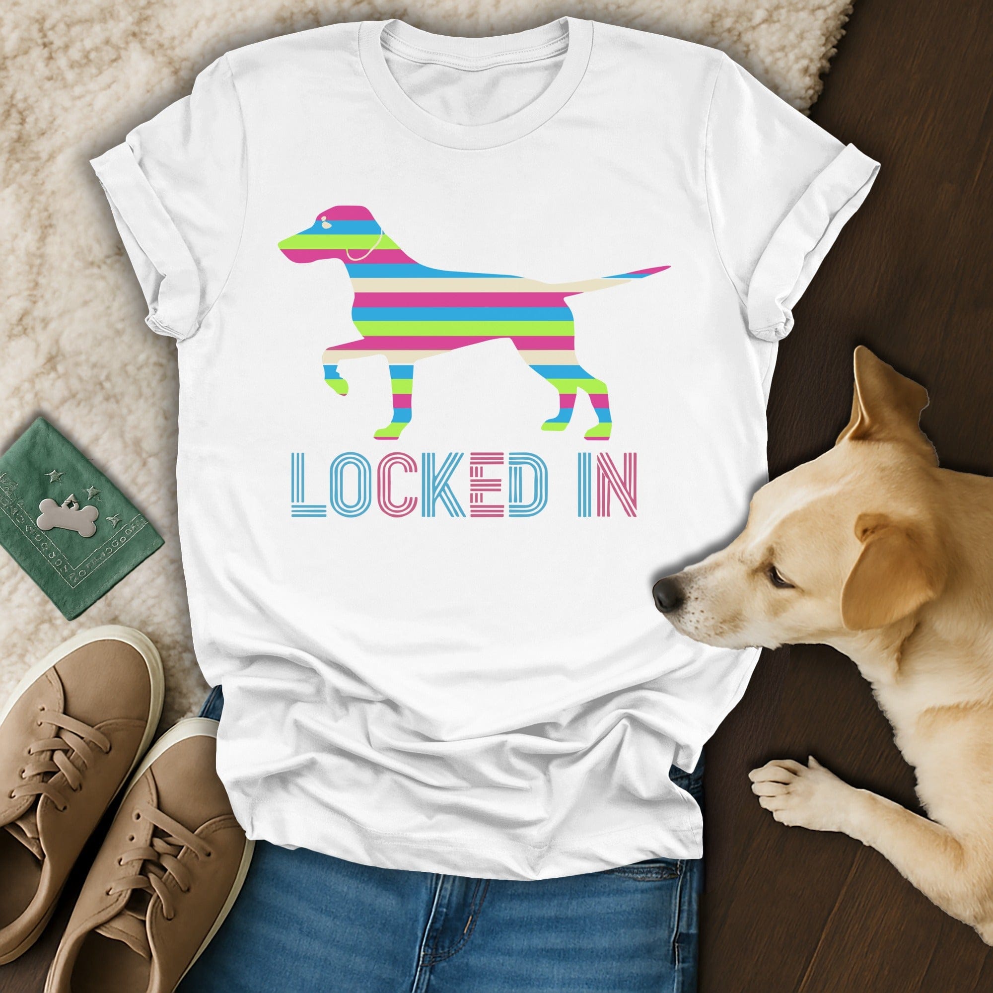 Locked In Dog Silhouette Graphic T-Shirt