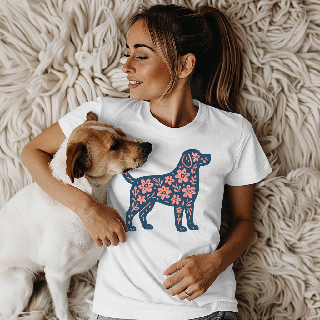 Floral Dog Graphic Tee Cozy Comfortable Shirt
