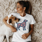 Floral Dog Graphic Tee Cozy Comfortable Shirt
