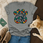 Howly and Jolly Colorful Paw Print Graphic T-shirt